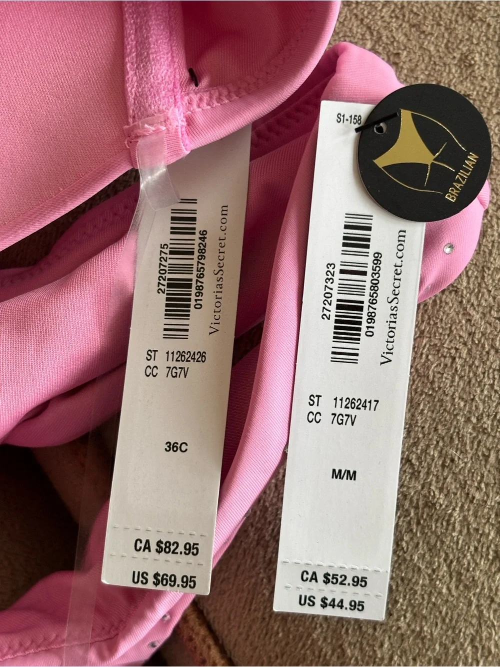 Brand New Victoria's Secret Swim Bombshell Bra Push Up Bikini Brazilian Pink